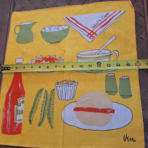 Vera Neumann Walt’s Cafe FOUR Cloth Napkins Table Linens Vintage Kitsch Decor - Picture 9 of 16